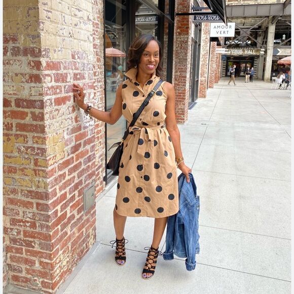 Who What Wear Dresses & Skirts - Who What Wear Polka Dot Button Up Sleeveless Shirt Dress